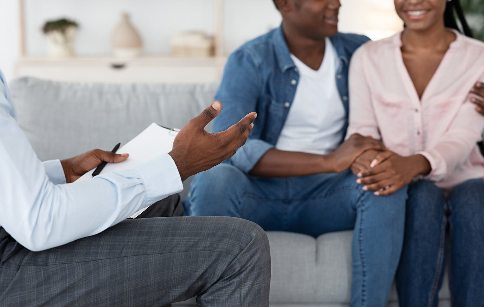 Couple in a therapy session with a counselor